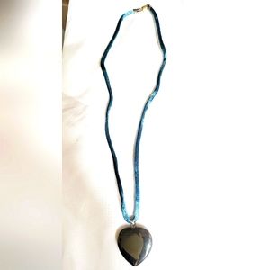 NEW! Genuine Hematite Heart Pendant Jewelry! Satin 16" Necklace